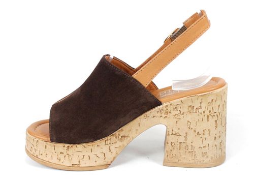 Sabot damă Dolce Veya cu vârf deschis – piele velur maro închis