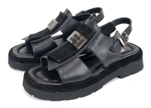 Sorella Vanta – sandale damă din piele naturală neagră cu talpă masivă