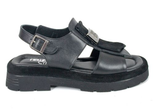 Sorella Vanta – sandale damă din piele naturală neagră cu talpă masivă