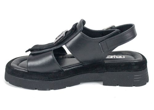 Sorella Vanta – sandale damă din piele naturală neagră cu talpă masivă