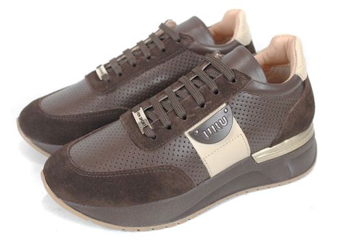 Sneakers damă din piele naturală și velur – model Bruna Forte