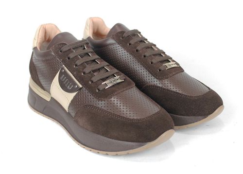 Sneakers damă din piele naturală și velur – model Bruna Forte