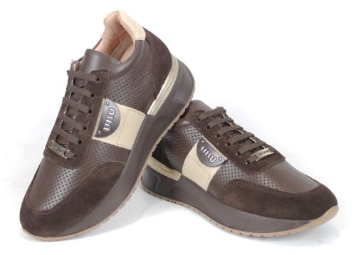 Sneakers damă din piele naturală și velur – model Bruna Forte