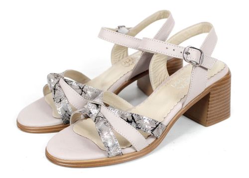 Serina Voss – sandale elegante damă din piele naturală mov pal cu toc