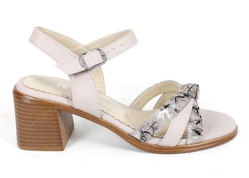 Serina Voss – sandale elegante damă din piele naturală mov pal cu toc