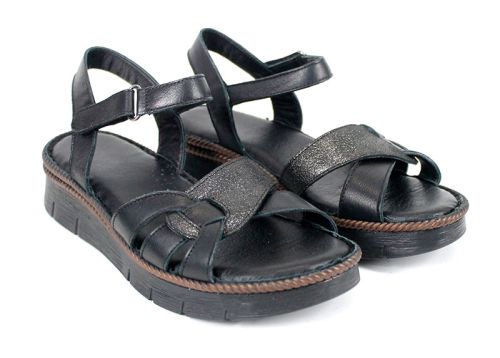 Sandale confortabile Talina Sora din piele naturală neagră pentru uz zilnic