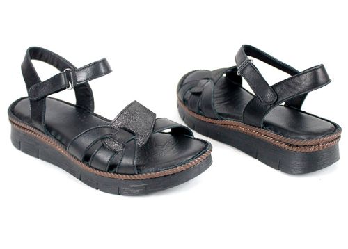 Sandale confortabile Talina Sora din piele naturală neagră pentru uz zilnic