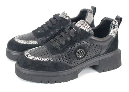 Lunara Core – pantofi damă premium de vară din piele naturală perforată neagră