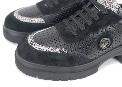 Lunara Core – pantofi damă premium de vară din piele naturală perforată neagră