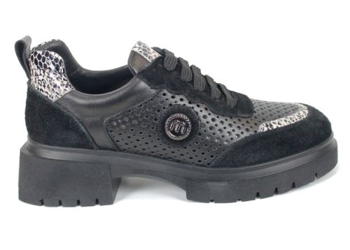 Lunara Core – pantofi damă premium de vară din piele naturală perforată neagră