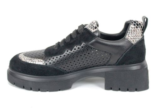 Lunara Core – pantofi damă premium de vară din piele naturală perforată neagră