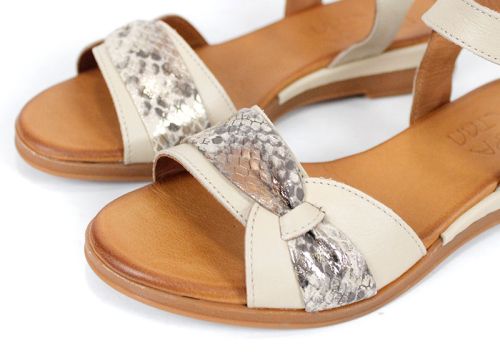 Lucera – sandale damă confortabile din piele naturală bej cu accent discret tip piton