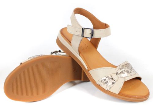 Lucera – sandale damă confortabile din piele naturală bej cu accent discret tip piton