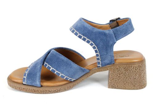 Calista Mare – sandale damă din piele întoarsă albastră cu toc