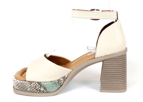 Celine Brisa – sandale damă din piele naturală bej cu toc și platformă