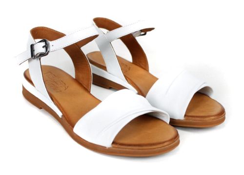 Nerelle Vita – sandale dama cu talpă joasă din piele naturală albă cu design minimalist de vară