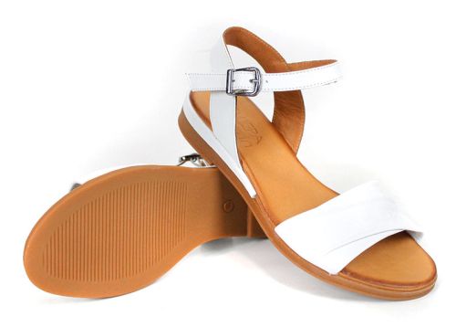 Nerelle Vita – sandale dama cu talpă joasă din piele naturală albă cu design minimalist de vară