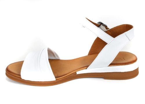 Nerelle Vita – sandale dama cu talpă joasă din piele naturală albă cu design minimalist de vară
