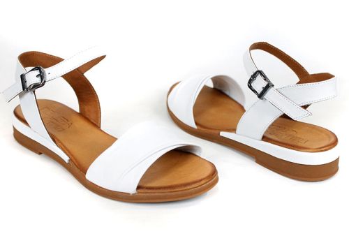 Nerelle Vita – sandale dama cu talpă joasă din piele naturală albă cu design minimalist de vară