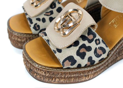 sandale damă bej leopard confortabile