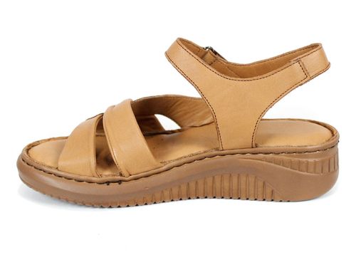 Liora Vane – sandale damă din piele naturală maro deschis cu talpă cusută confortabilă