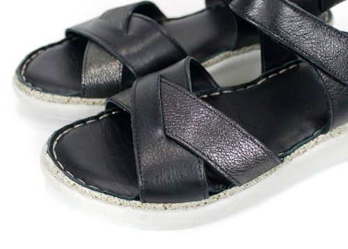 Alina Vero – sandale damă din piele naturală negre cu talpă cusută confortabilă