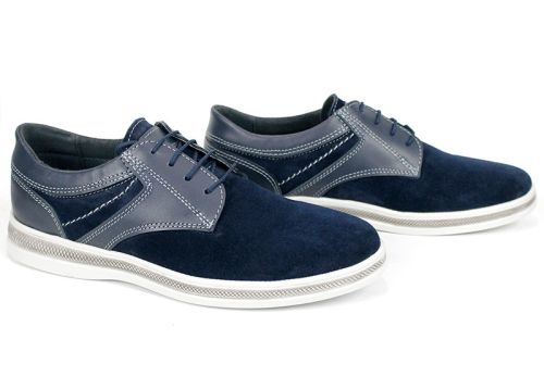 Montero Vail – pantofi casual bărbați din piele naturală și velur albastru