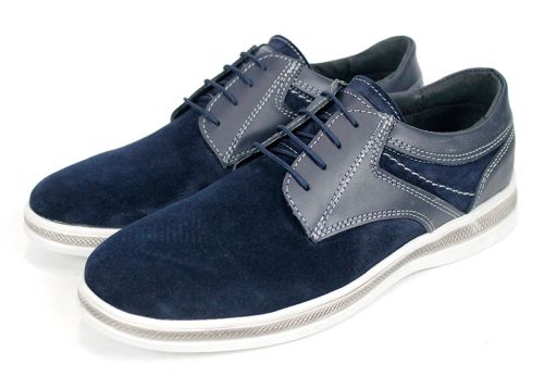 Montero Vail – pantofi casual bărbați din piele naturală și velur albastru