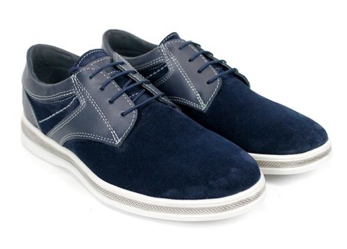 Montero Vail – pantofi casual bărbați din piele naturală și velur albastru