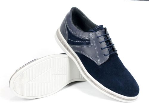 Montero Vail – pantofi casual bărbați din piele naturală și velur albastru