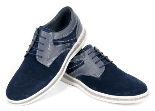 Montero Vail – pantofi casual bărbați din piele naturală și velur albastru