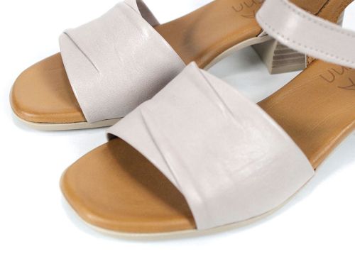 sandale damă piele taupe toc jos