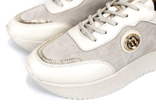 Vela Form – sneakerși damă din piele naturală și velur bej cu perforații