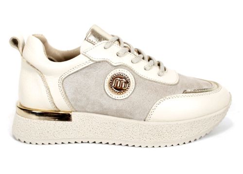 Vela Form – sneakerși damă din piele naturală și velur bej cu perforații