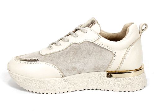 Vela Form – sneakerși damă din piele naturală și velur bej cu perforații