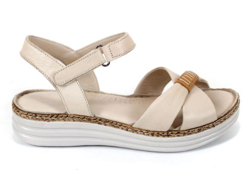 Sandale damă Lorena – piele naturală bej cu platformă confortabilă