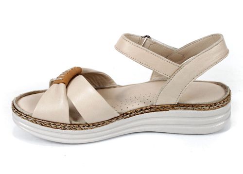 Sandale damă Lorena – piele naturală bej cu platformă confortabilă