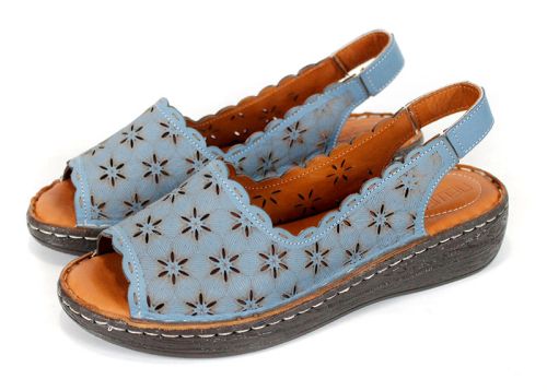 Lucia Bellano – pantofi damă de vară din piele naturală albastră, cu vârf și călcâi deschis (mărimi mari)