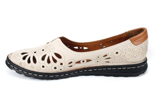 Elena Cruzado – pantofi damă de vară din piele naturală bej, talpă cusută și branț moale