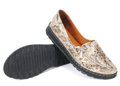 Isabella Ferré – pantofi damă de vară din piele naturală cu imprimeu snake în nuanță vizon (mărimi mari), talpă cusută, branț moale