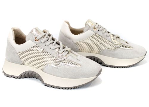 Marielle Voss – sneakers dama ușori cu mesh și velur bej