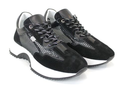Marielle Voss – sneakers dama respirabili cu mesh și velur negri