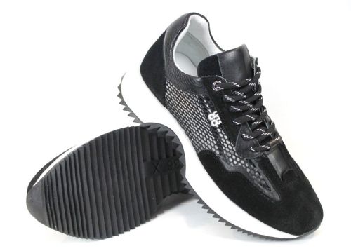 Marielle Voss – sneakers dama respirabili cu mesh și velur negri