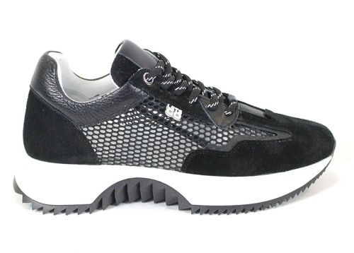 Marielle Voss – sneakers dama respirabili cu mesh și velur negri