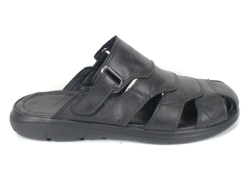 Sandale barbatesti din piele naturala de culoare neagra - model Vladi