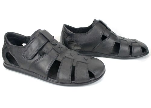 Vento Nero – sandale bărbătești din piele naturală cu închidere velcro
