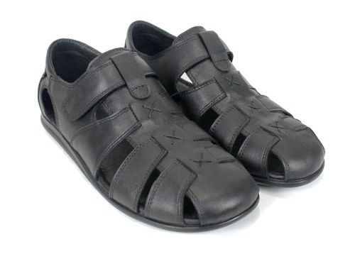 Vento Nero – sandale bărbătești din piele naturală cu închidere velcro