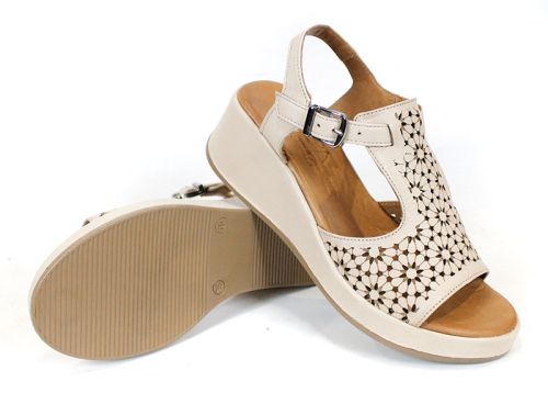 Valena Dore – sandale dama din piele naturală în nuanță soft nude cu platformă joasă și design confortabil