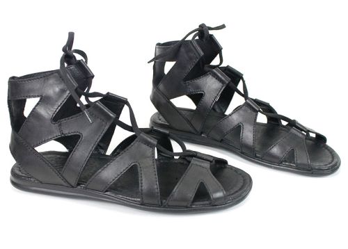 Model Cezar – sandale bărbați tip gladiator din piele naturală neagră