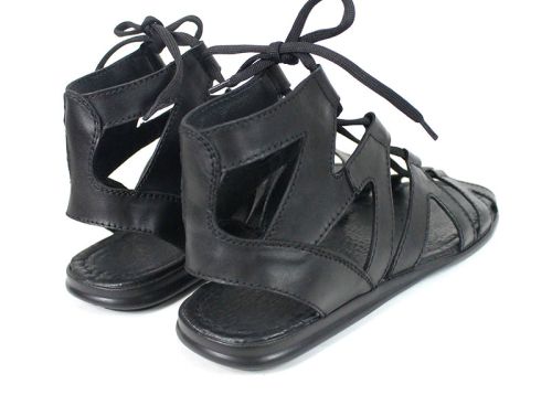 Model Cezar – sandale bărbați tip gladiator din piele naturală neagră